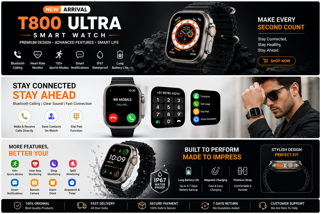 T800 Ultra Smart Watch – Premium Look & Smart Features ⌚