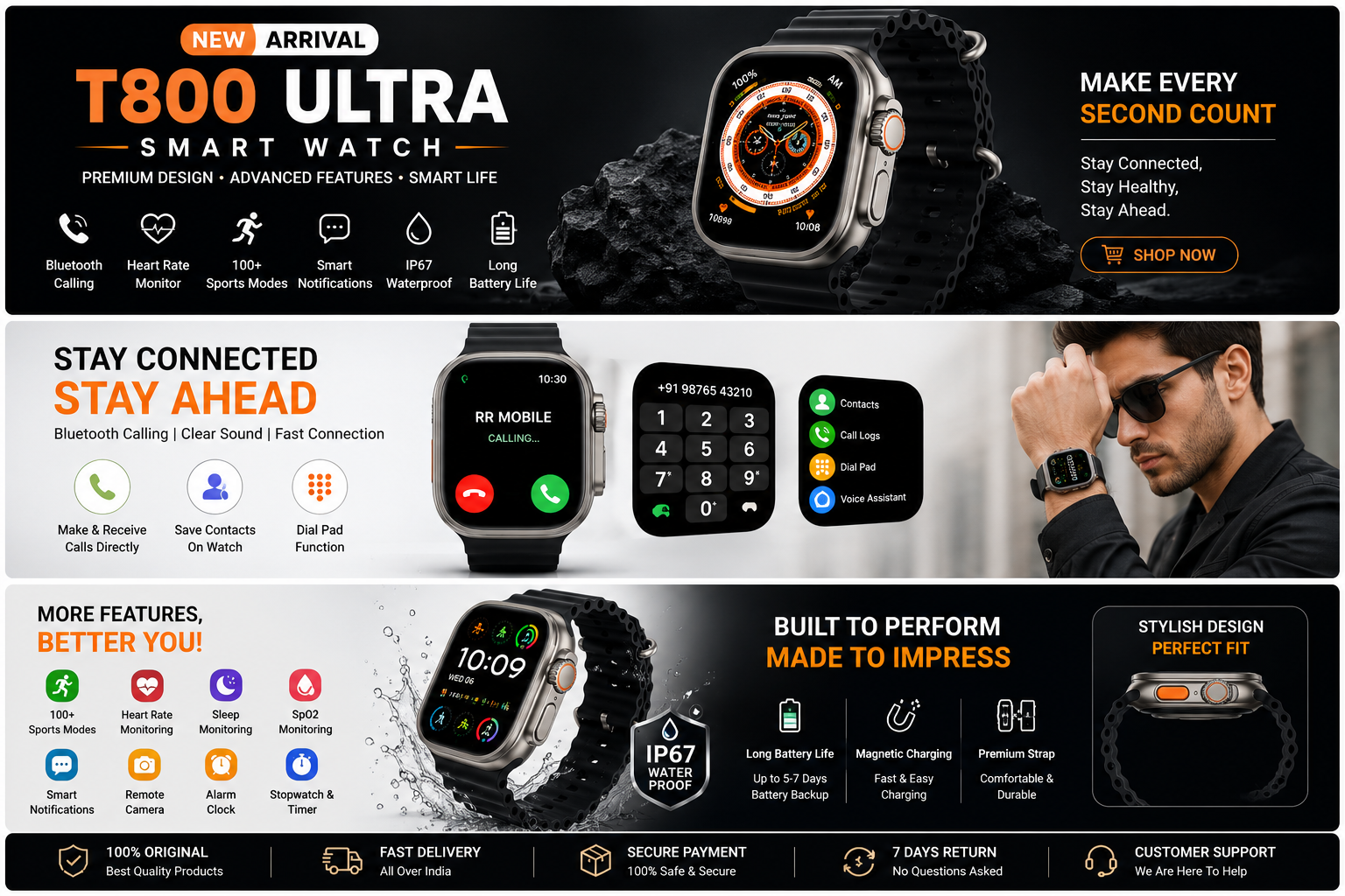 T800 Ultra Smart Watch – Premium Look & Smart Features ⌚